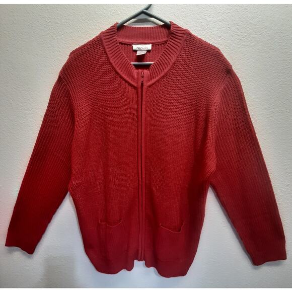 VTG CW Classics Women's Red Long Sleeve Full Zip Sweater Jacket l Size: XL - Picture 11 of 11